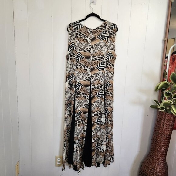 Vintage 90s Leopard Animal Print Maxi Dress Sleeveless Witchy 1990s Plus Size 3X - Picture 2 of 12